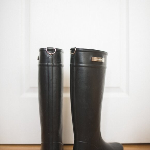 ALICE + WHITTLES Classic Black Riding Rain Boot Sz 8 - Picture 5 of 10